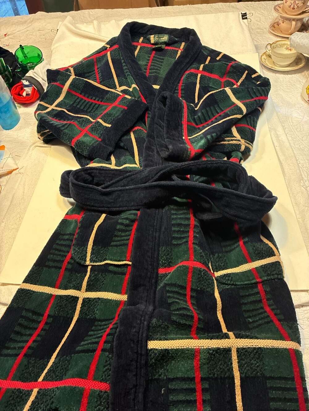 Neil Martin Vintage Men's Terry Cloth Plaid Bathrobe